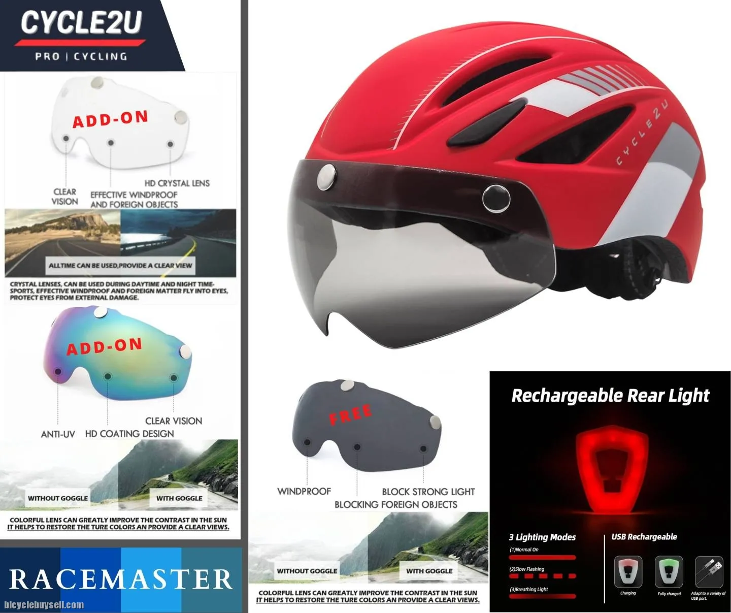 CYCLE2U RACEMASTER Cycling Helmet