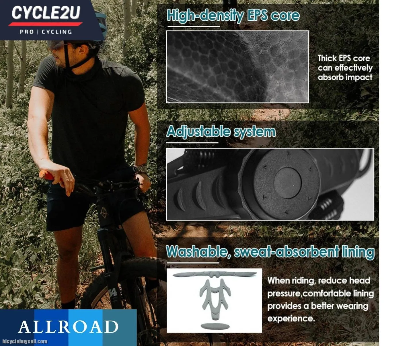 ðŸ”¥Ready StockðŸ”¥ CYCLE2U ALLROAD LED Backlight Cycling Helmet