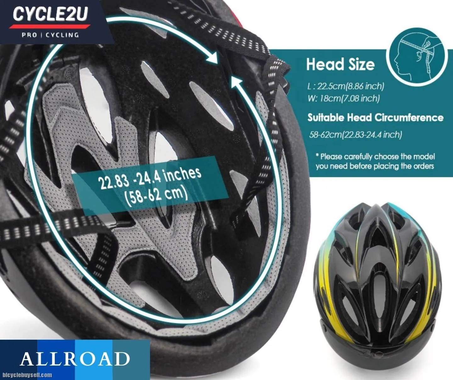 ðŸ”¥Ready StockðŸ”¥ CYCLE2U ALLROAD LED Backlight Cycling Helmet