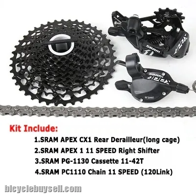 SRAM APEX CX1 Force 11 Speeds Groupset 1x11 11-42T Road Bike Gravel Cx Cyclocross Hybrid