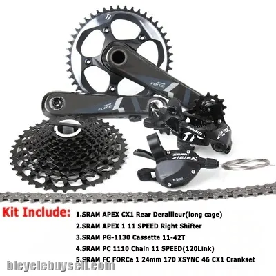 SRAM APEX CX1 Force 11 Speeds Groupset 1x11 11-42T Road Bike Gravel Cx Cyclocross Hybrid