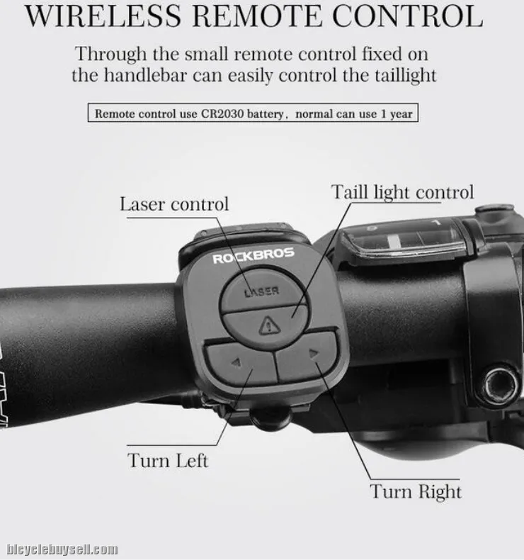 Rechargeable Wireless Remote Control Turn Sign Bicycle Light Lamp [Laser, USB, Wireless]