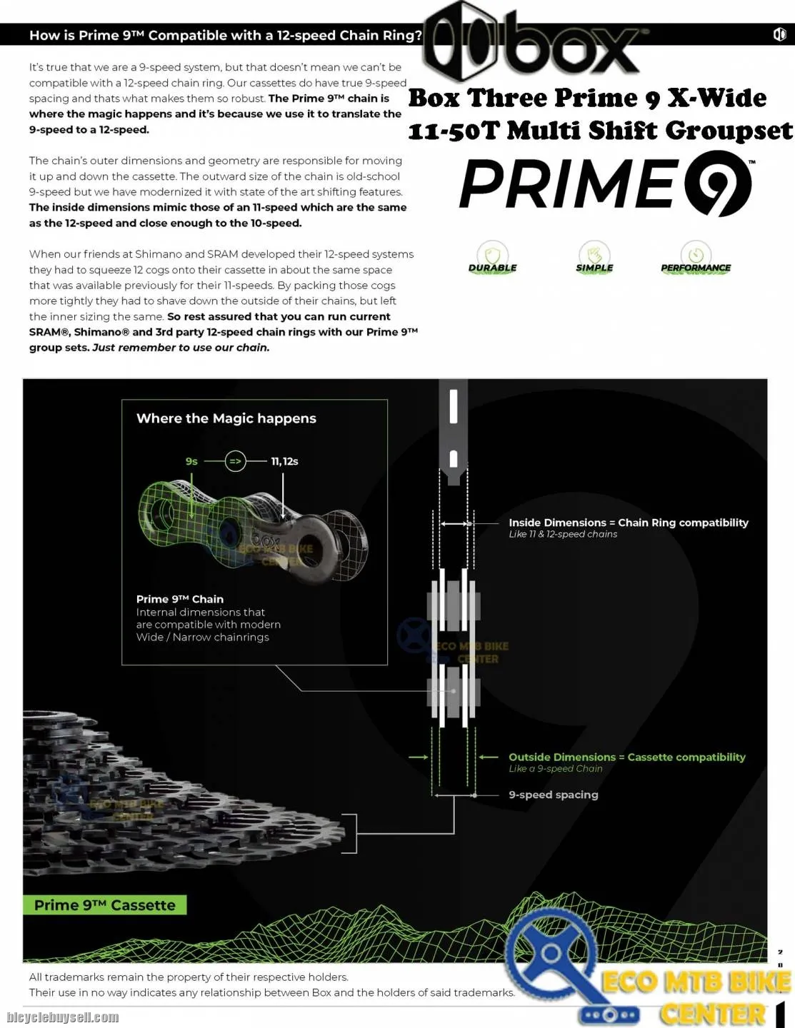 BOX COMPONENTS Box Three Prime 9 X-Wide 11-50T Multi Shift Groupset