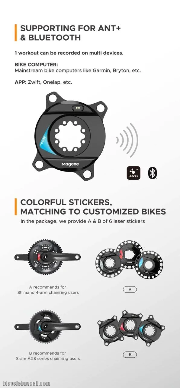MAGENE P505 spider-based power meter P505-S1078 2500W SRAM AXS 107BCD chainring