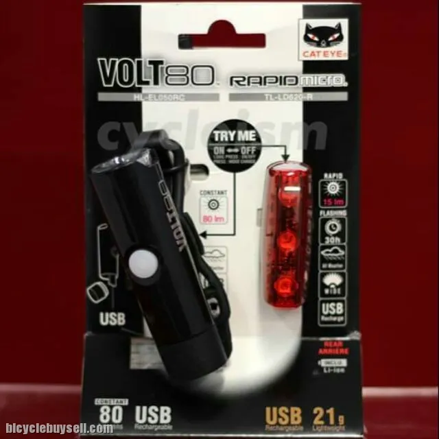 100% original cateye usb charge combo set : volt 80 + rapid micro