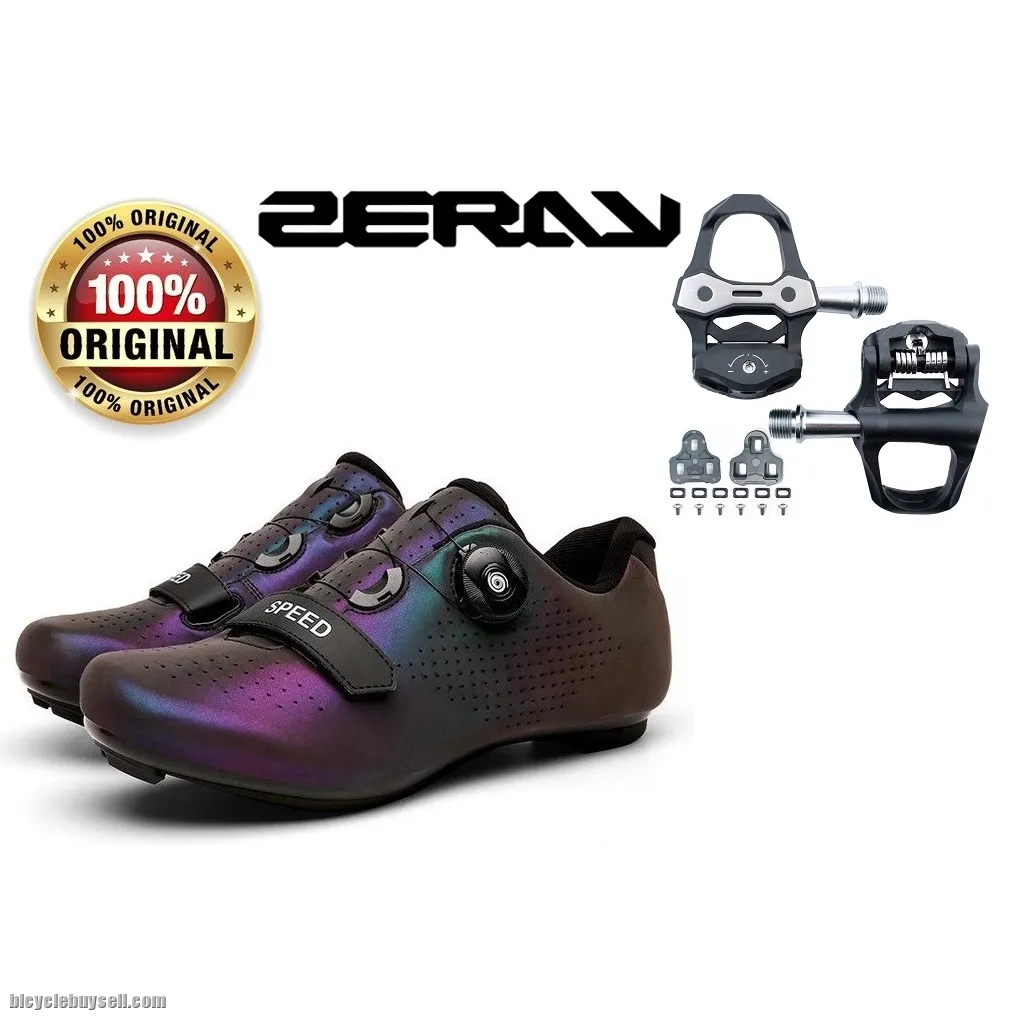 2023 SPEED cycling road shoe SPD clipped cleat zeray carbon pedal set color black galaxy