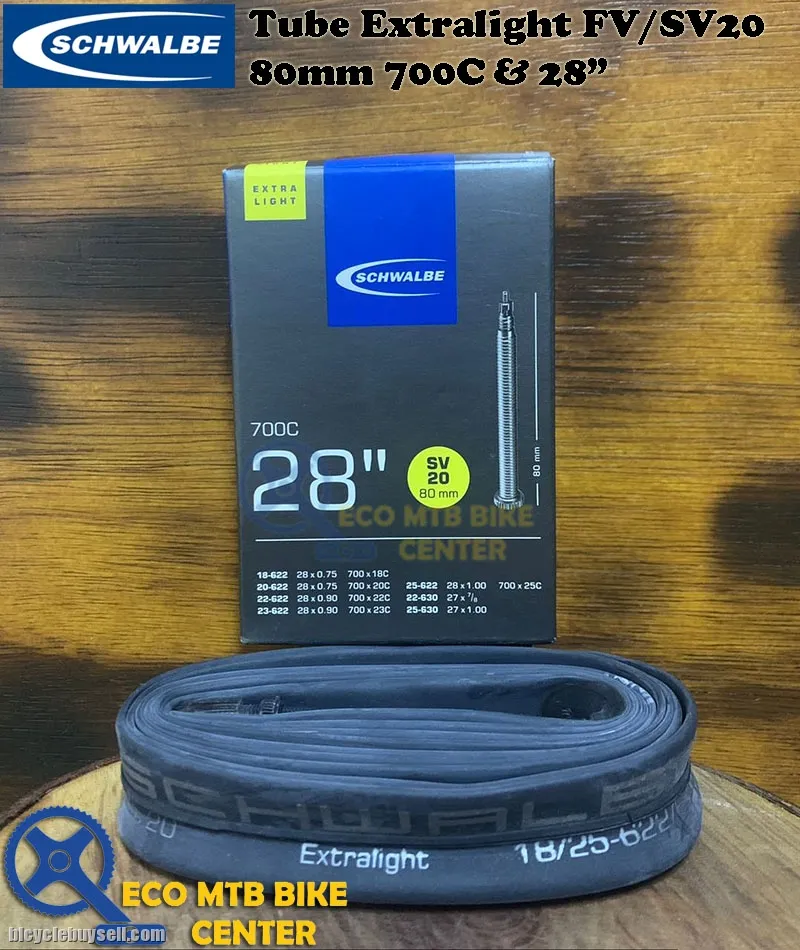SCHWALBE Inner Tubes Extralight FV/SV20 80mm 700C &amp; 28"