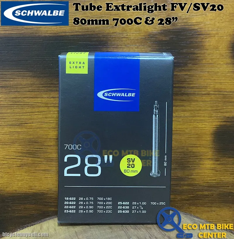 SCHWALBE Inner Tubes Extralight FV/SV20 80mm 700C &amp; 28"
