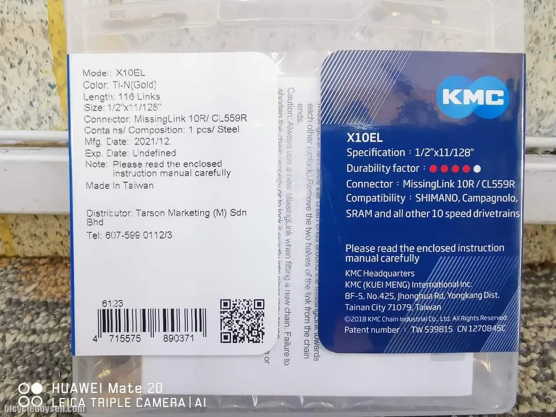 KMC X10EL Gold Chain (10speed)