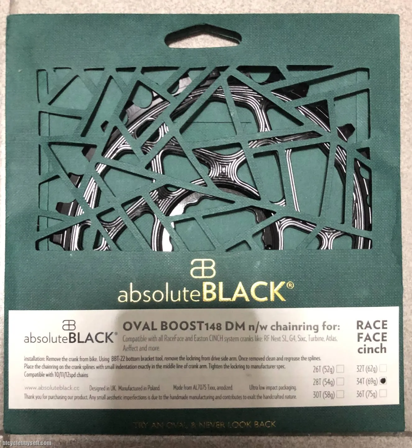 Absolute Black 34T Oval Chainringu