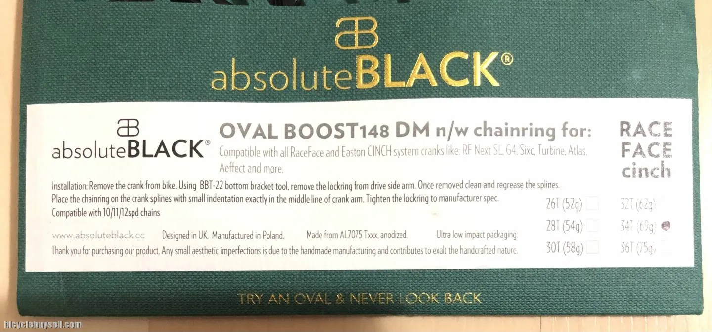 Absolute Black 34T Oval Chainringu