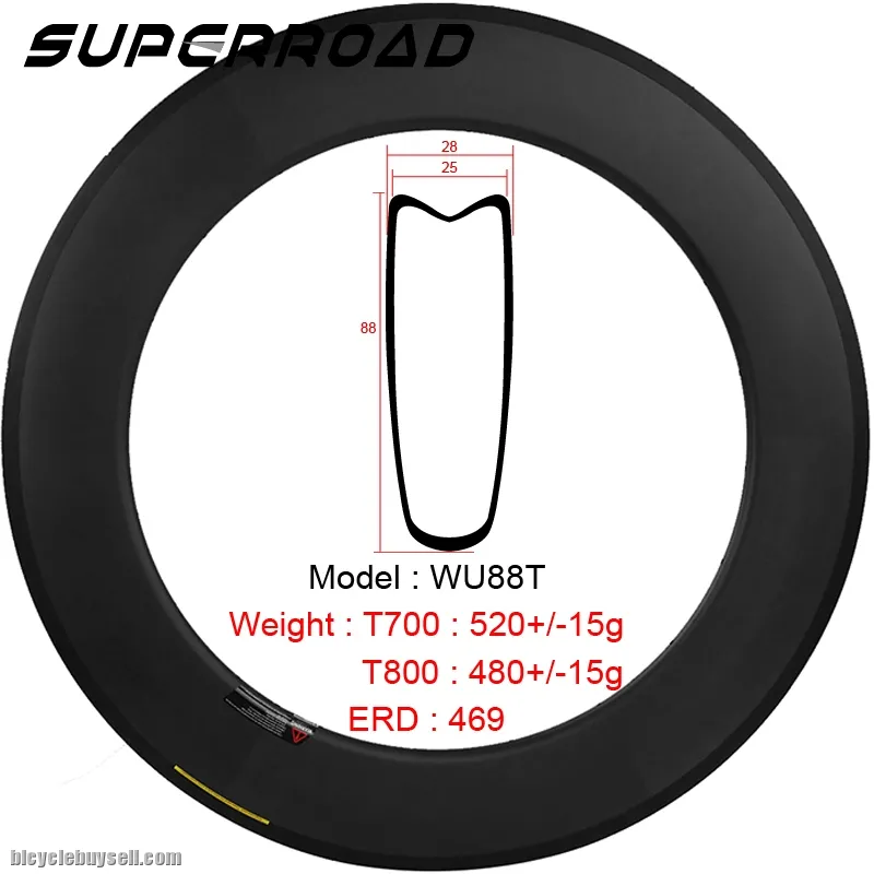 Custom 88mm Carbon Road Track Triathlon Bike Tubular Rim