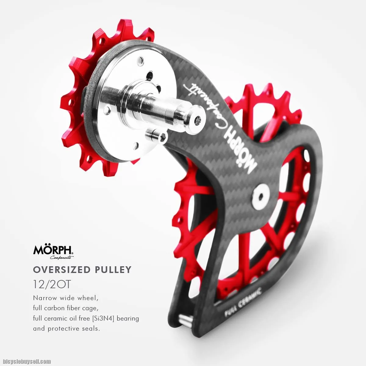 MORPH COMPONENTS SHIMANO FULL CERAMIC OVERSIZED PULLEY WHEEL SYSTEM 12/20T OPWS CARBON FIBER CAGES