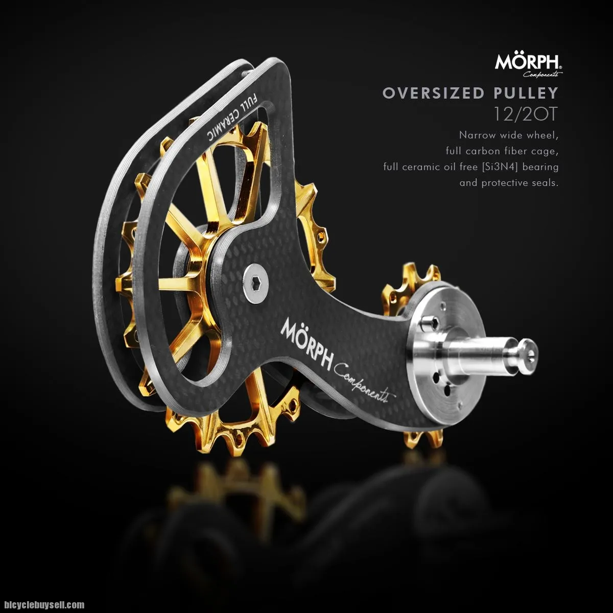 MORPH COMPONENTS SHIMANO FULL CERAMIC OVERSIZED PULLEY WHEEL SYSTEM 12/20T OPWS CARBON FIBER CAGES