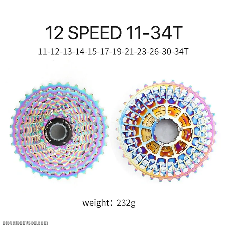SUNSHINE 230g Ultralight SLR Colorful Road Bike Cassette 12S 11-34T Freewheel  Road Cycling Sprocket