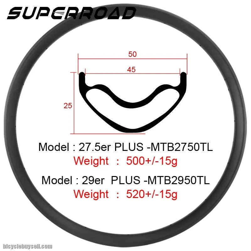 50mm Wide Carbon MTB Tubeless 29er Plus Rims