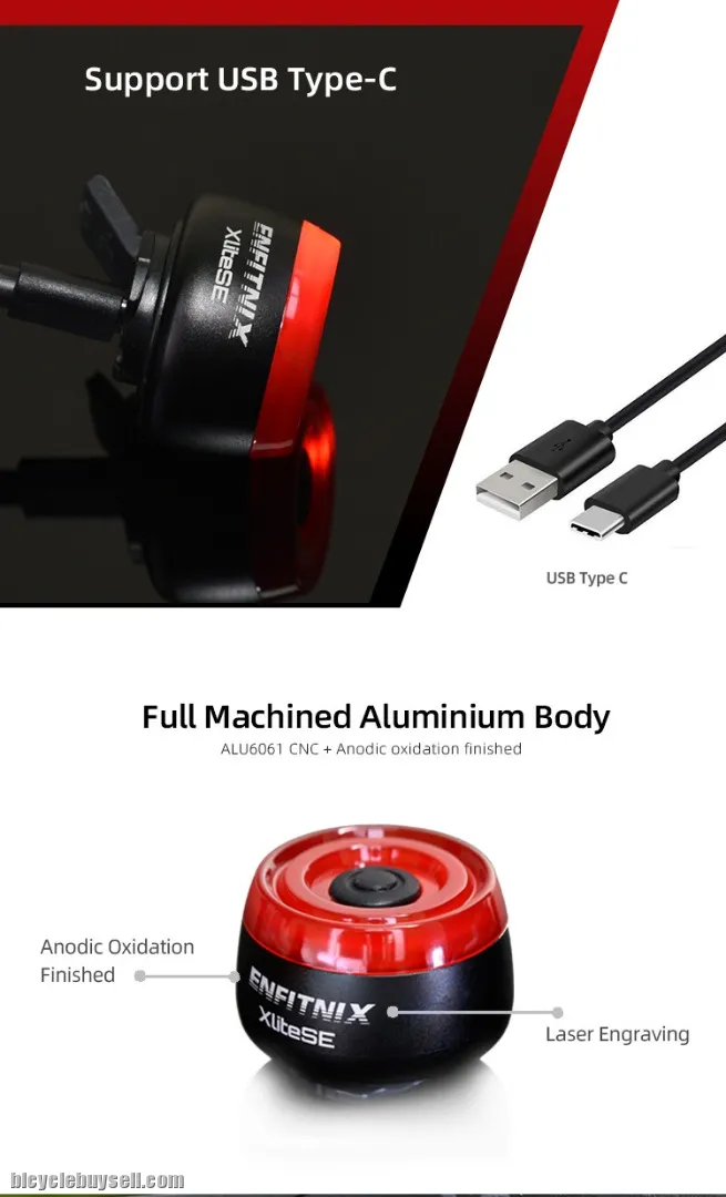 Enfitnix xlite SE Smart Tail Light - SE Brake sense. Auto brake light.