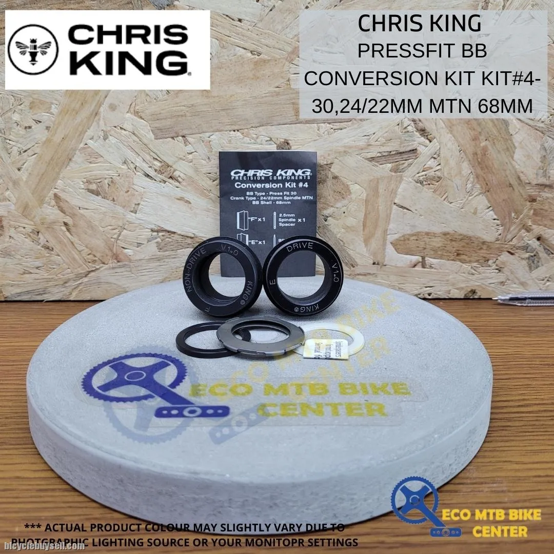 CHRIS KING PRESSFIT BOTTOM BRACKET BB Conversion Kit#4-30, 24/22mm MTN 68mm PBB024