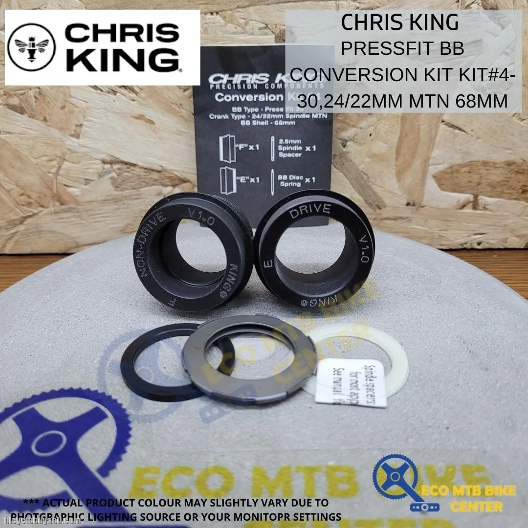 CHRIS KING PRESSFIT BOTTOM BRACKET BB Conversion Kit#4-30, 24/22mm MTN 68mm PBB024