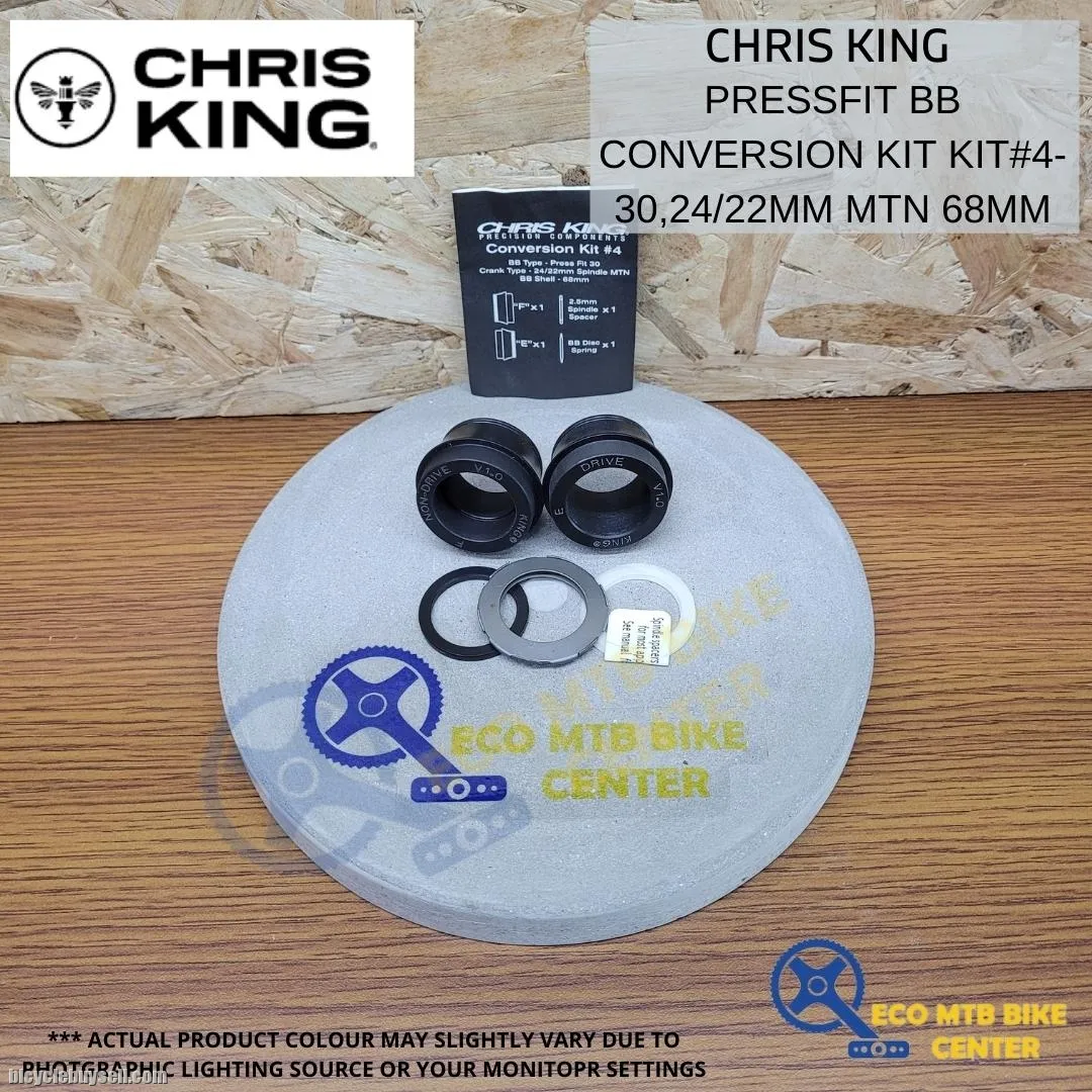 CHRIS KING PRESSFIT BOTTOM BRACKET BB Conversion Kit#4-30, 24/22mm MTN 68mm PBB024
