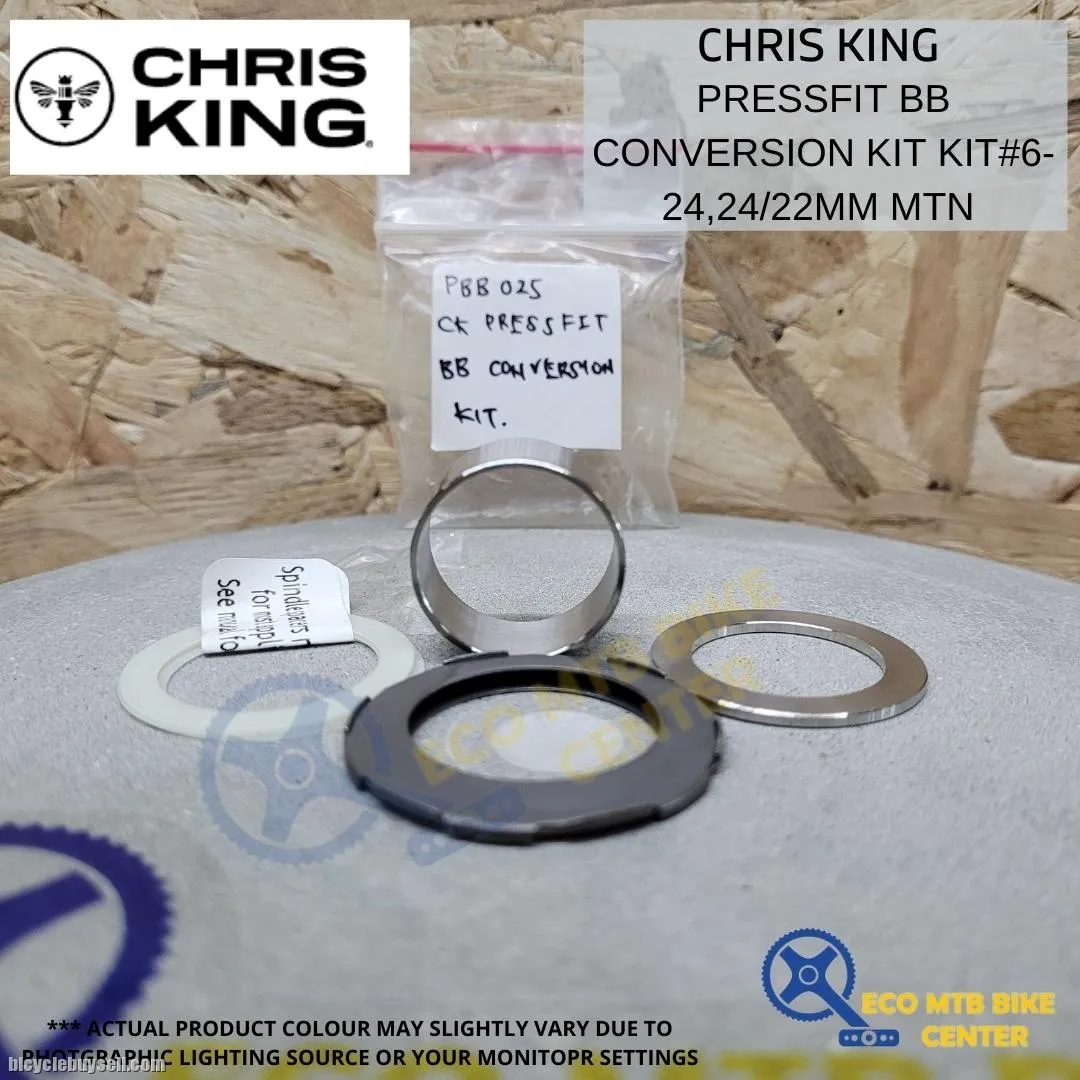CHRIS KING PRESSFIT BOTTOM BRACKET BB Conversion Kit#6-24, 24/22mm MTN  PBB025