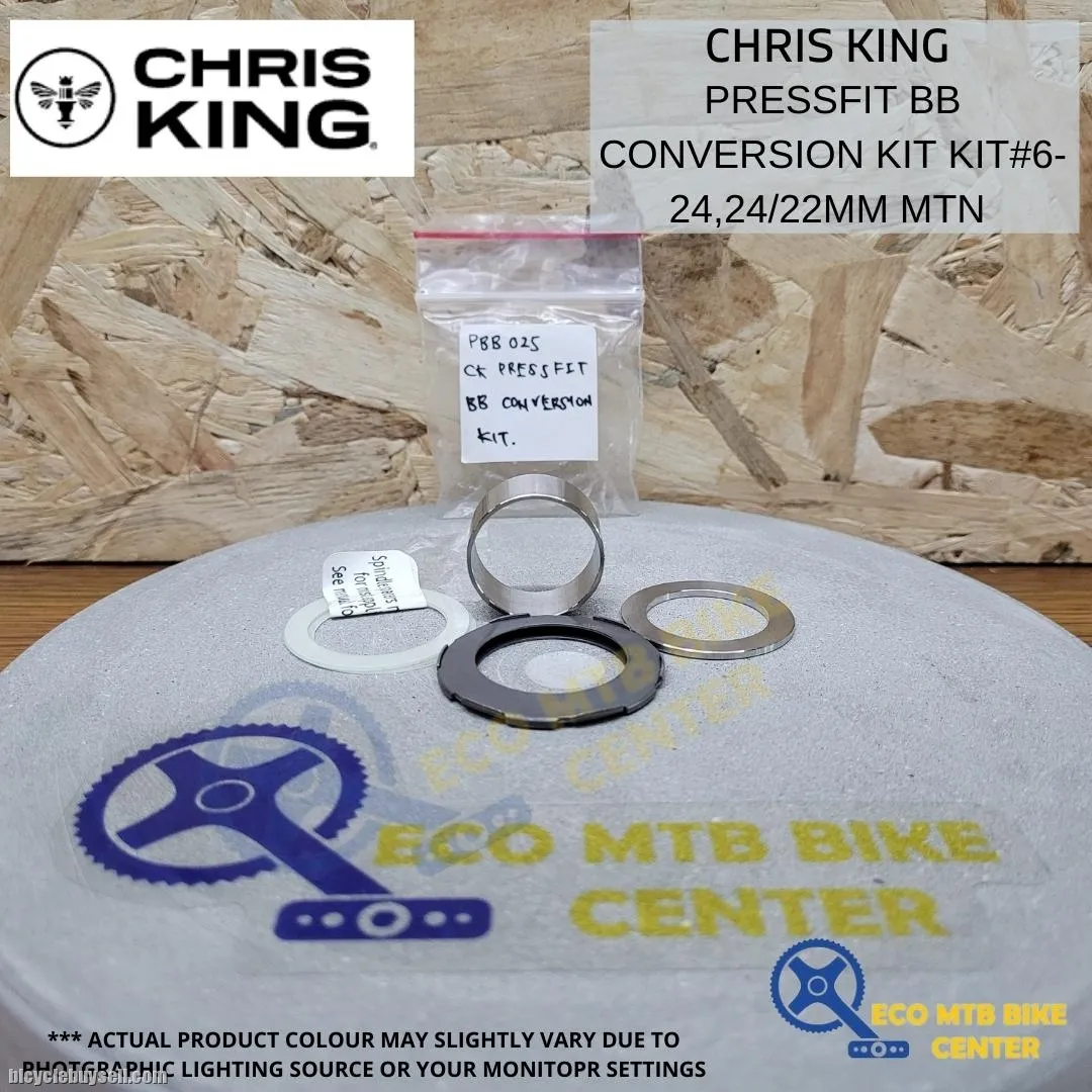 CHRIS KING PRESSFIT BOTTOM BRACKET BB Conversion Kit#6-24, 24/22mm MTN  PBB025