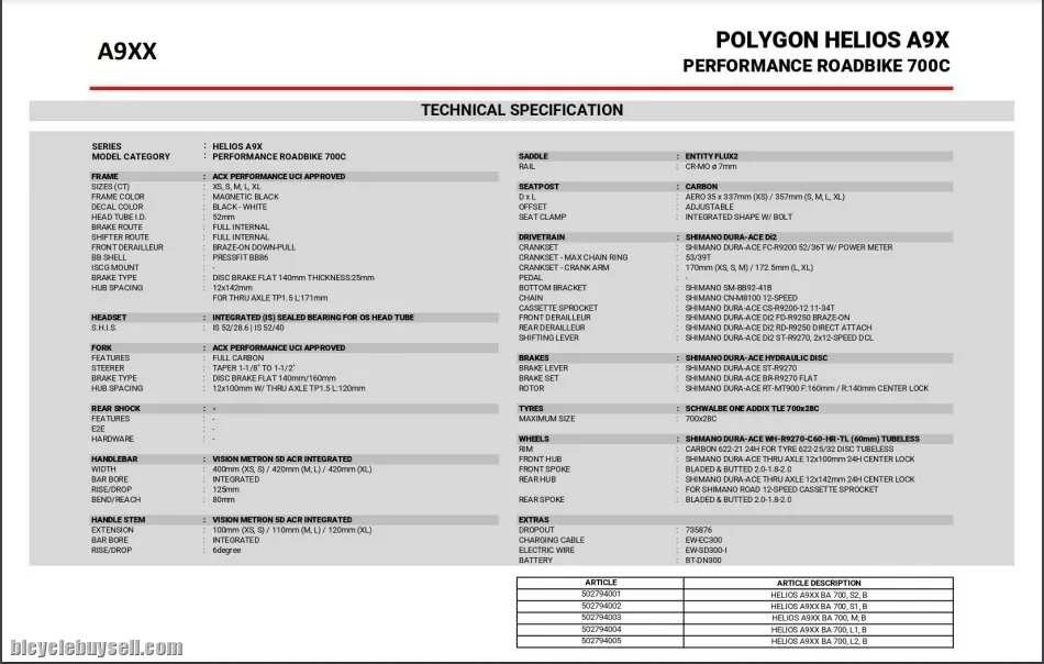 Polygon Helios A9XV Terengganu Polygon Cycling Team (TSG) edition - Size XS