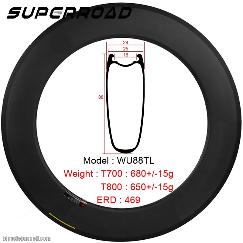 88mm 700C Carbon Road Bike Tubeless Ready Rims