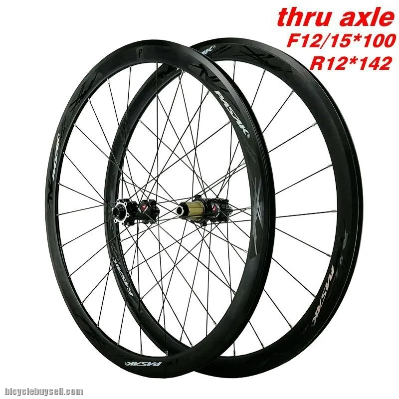 PASAK 700C disc brake road wheel road bike wheelset thru axle f12 f15 r12alloy 40mm Clincher 6-bolt