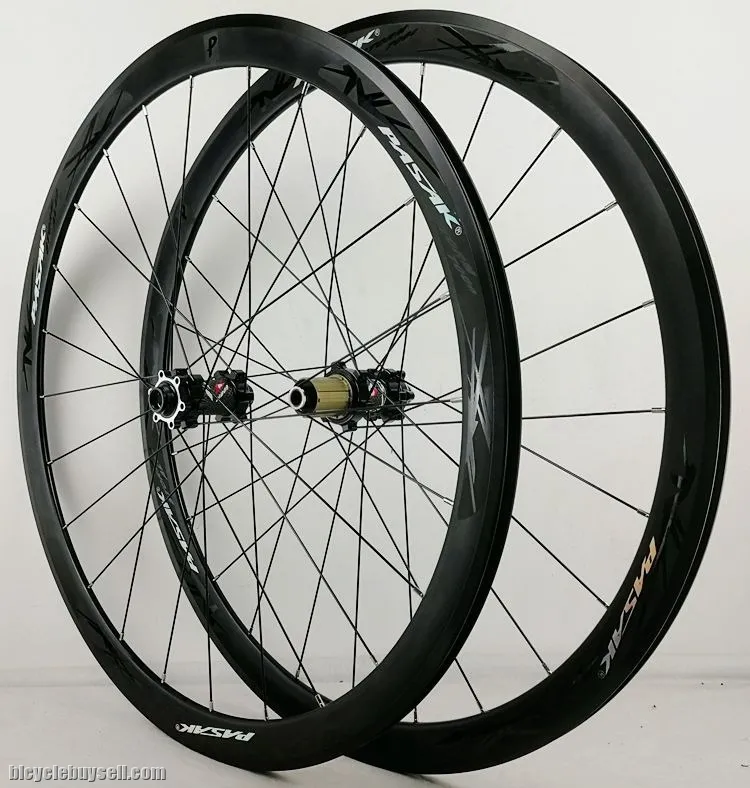 PASAK 700C disc brake road wheel road bike wheelset thru axle f12 f15 r12alloy 40mm Clincher 6-bolt