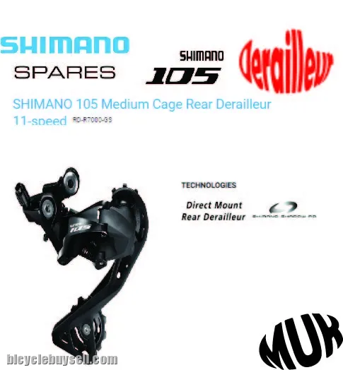Shimano 105 Racing Rear Derailleur 11 Speed (R7000-GS)