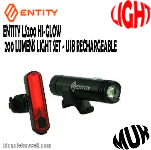ENTITY LS200 HI-GLOW 200 LUMENS LIGHT SET - USB RECHARGEABLE