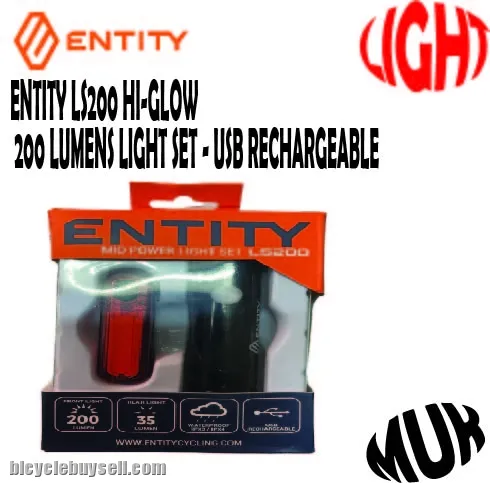ENTITY LS200 HI-GLOW 200 LUMENS LIGHT SET - USB RECHARGEABLE