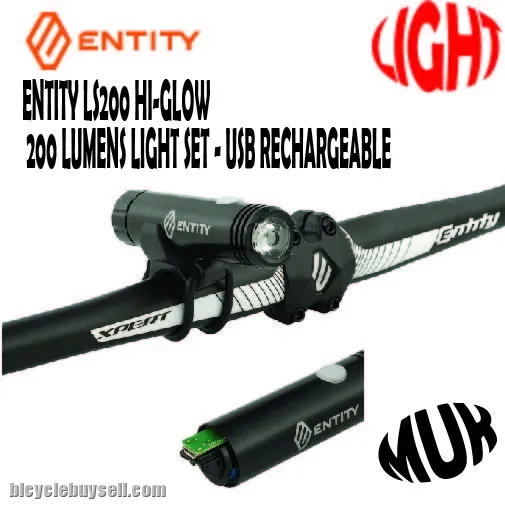 ENTITY LS200 HI-GLOW 200 LUMENS LIGHT SET - USB RECHARGEABLE