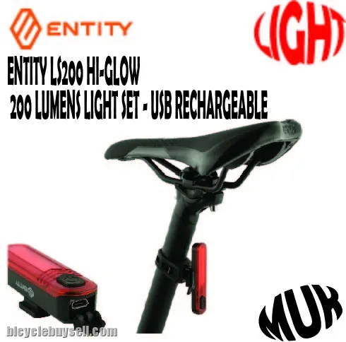 ENTITY LS200 HI-GLOW 200 LUMENS LIGHT SET - USB RECHARGEABLE