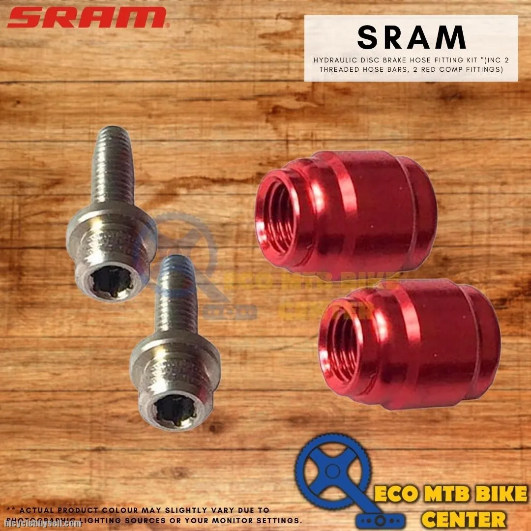SRAM Hydraulic Disc Brake Hose Fitting Kit "(INC 2 Threaded Hose bars, 2 Red Comp Fittings)