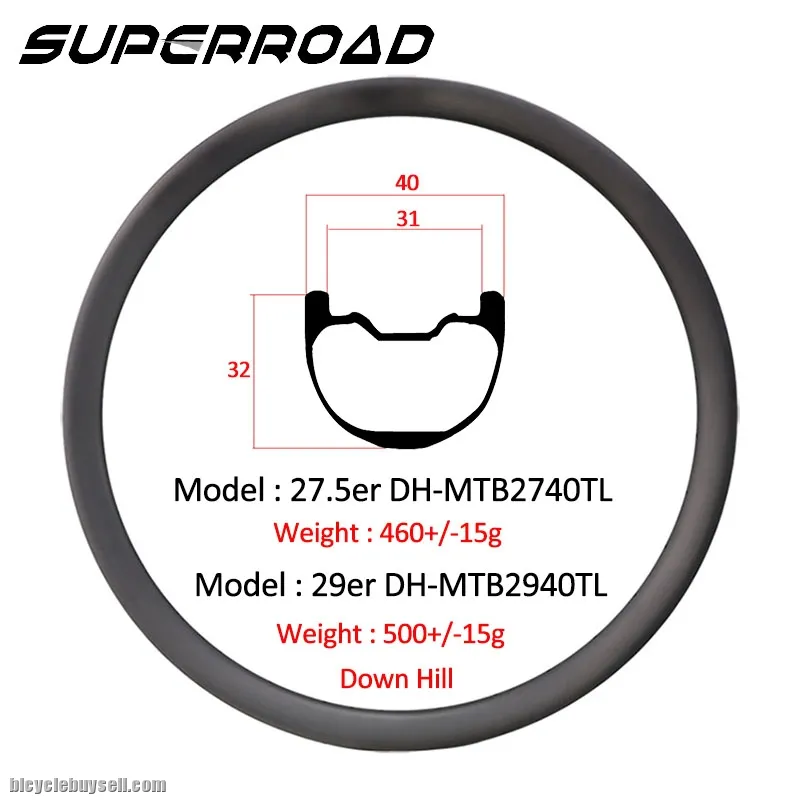 40mm Wide Freeride 27.5er Downhill Carbon DH MTB Rims 29er