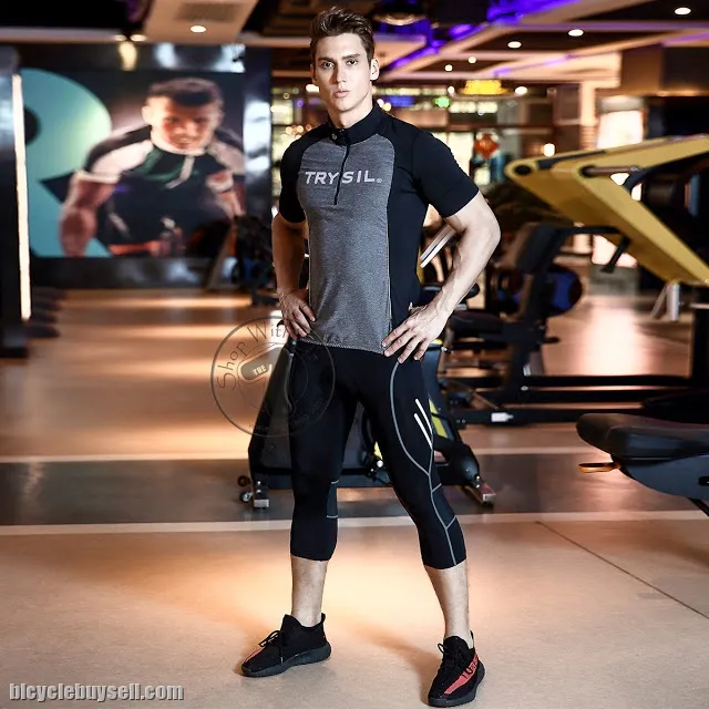 TRYSIL Men 3/4 Compression Cycling Pants with Padding FREE Socks -RM99.90/pc