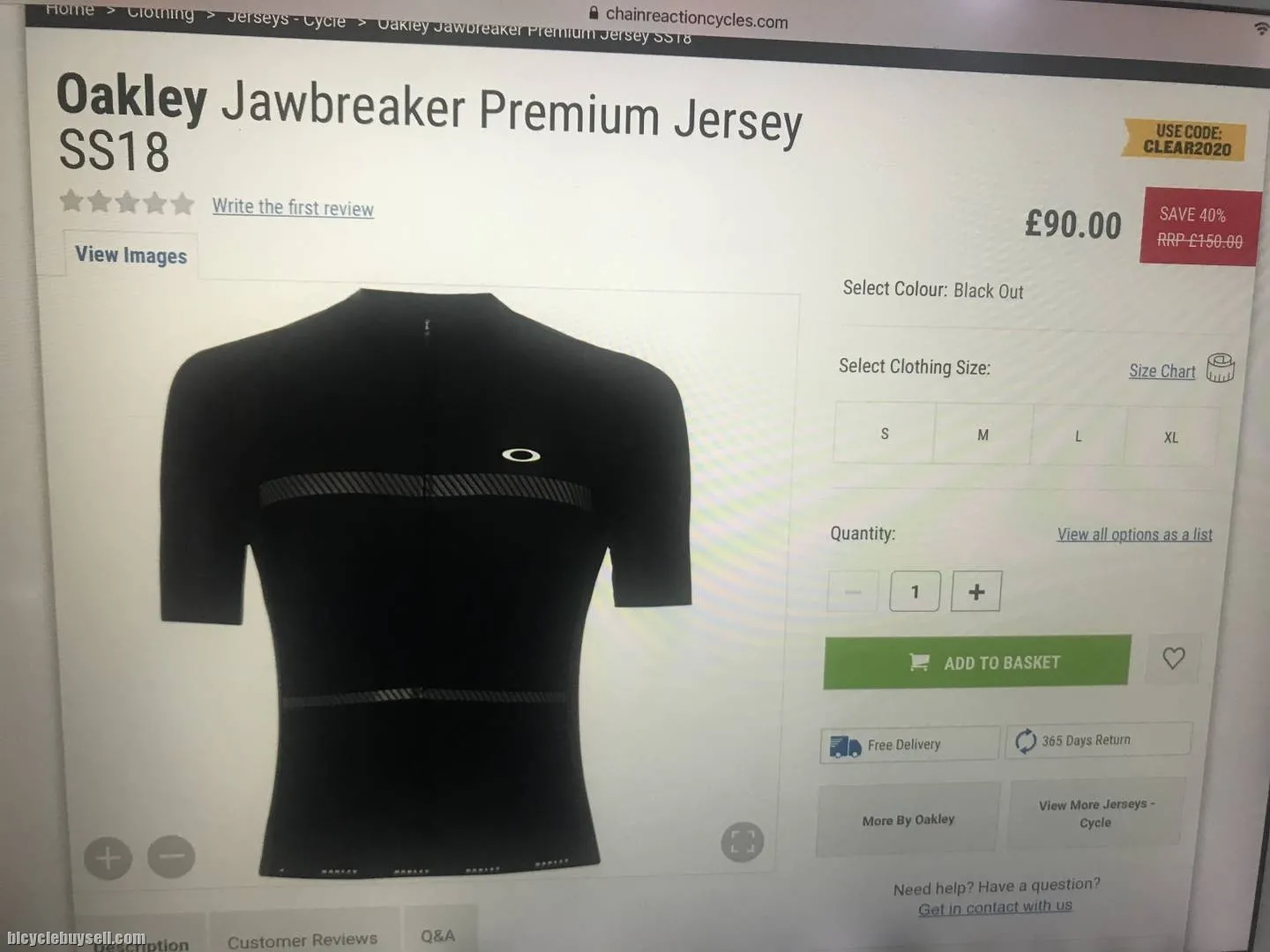Oakley Jawbreaker Premium Blackout Jersey S