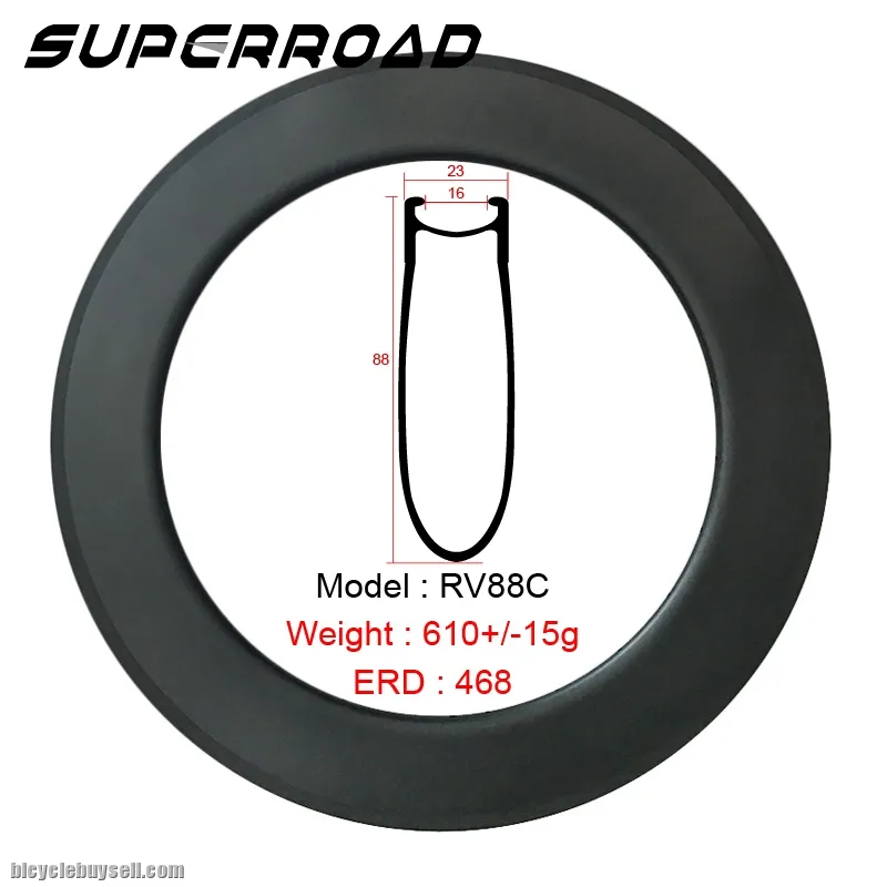 88mm UD Matte Full Carbon Road Bicycle Rims Clincher