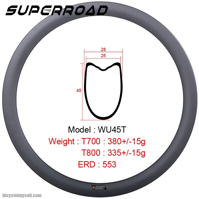 45mm Carbon Road Bike Tubular Rims 700C