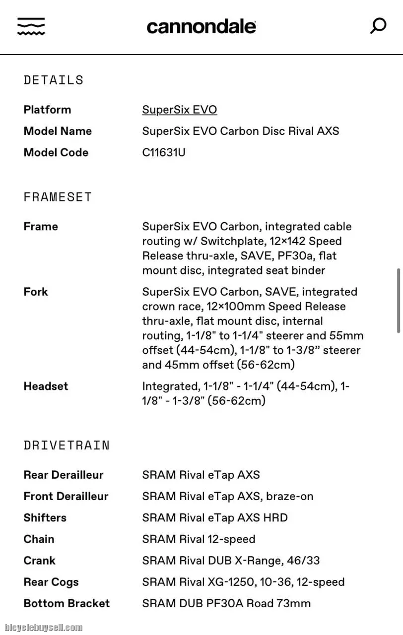 Cannondale SuperSix EVO Carbon Disc Size 44
