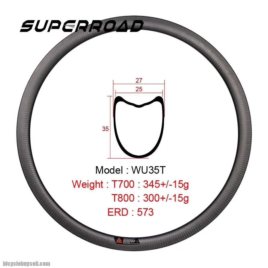 35mm Toray Carbon Road Bike Tubular Rims