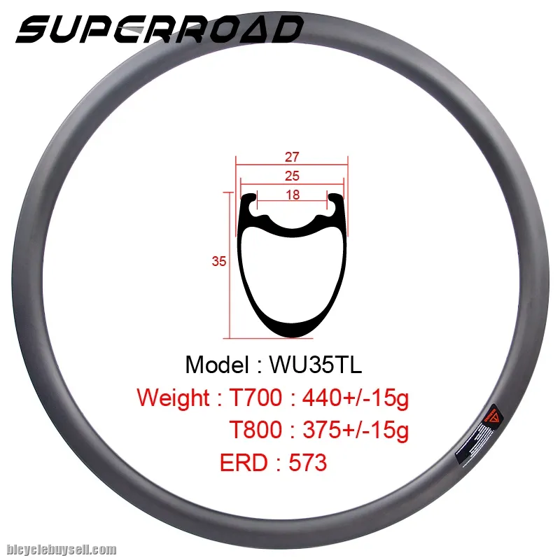 35mm 700C Carbon Road Bike Clincher Tubeless Rims