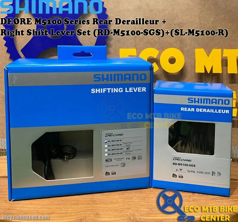 SHIMANO DEORE M5100 Series Rear Derailleur + Shifting Lever Set (RD-M5100-SGS)+(SL-M5100-R)