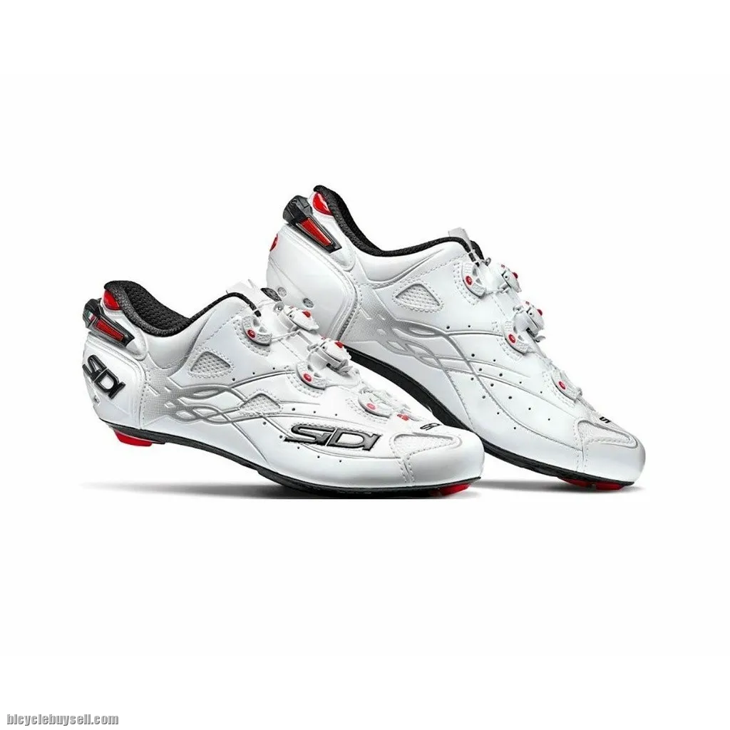 SIDI SHOT ROAD CYCLING SHOES â€“ WHITE / WHITE â€“ BLACK LINING AUTHENTIC