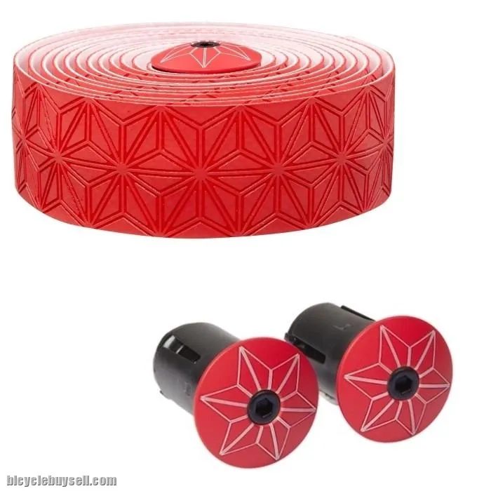 SUPACAZ SUPER STICKY KUSH BAR TAPE â€“ RED/RED BAR PLUGS AUTHENTIC