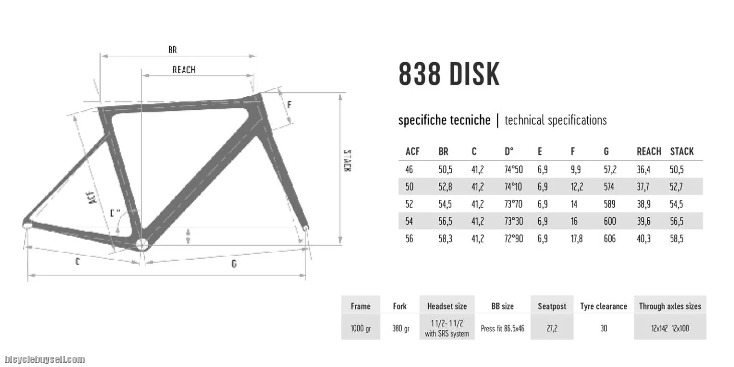 De rosa 838 disc road frameset carbon