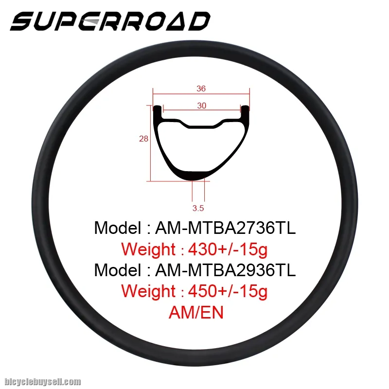 29er 36mm Mountain Bike AM Asymmetric Carbon Rims