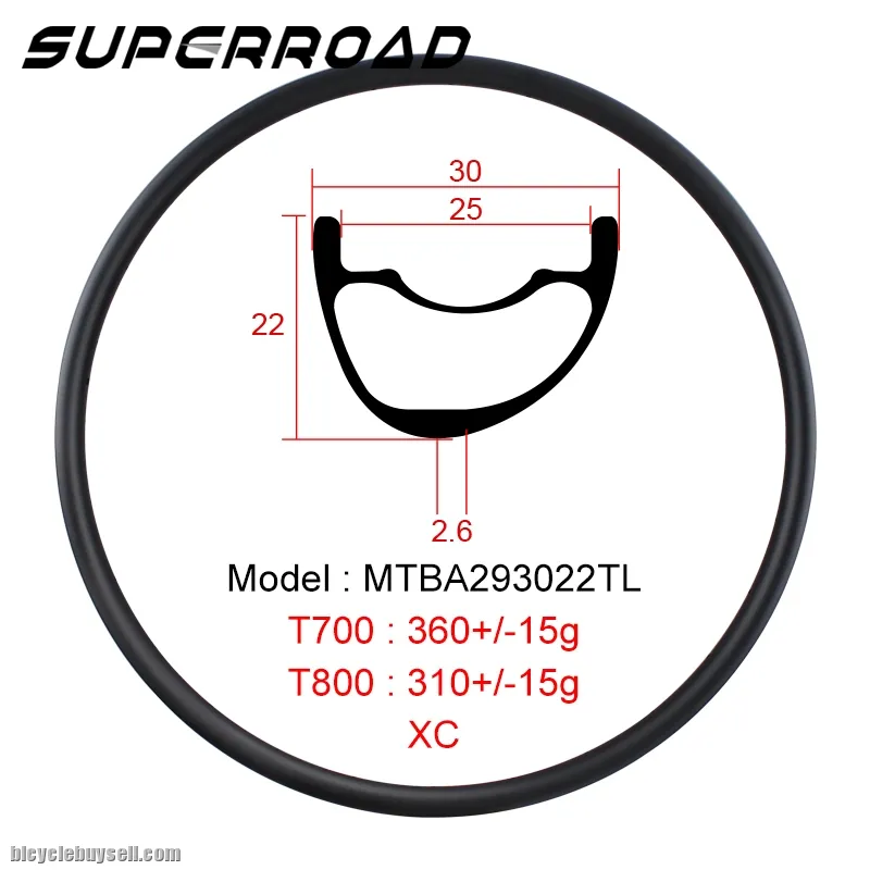 29er 30mm Wide 22mm Deep Asymmetric Carbon Lightest Mtb rims For XC Wheels